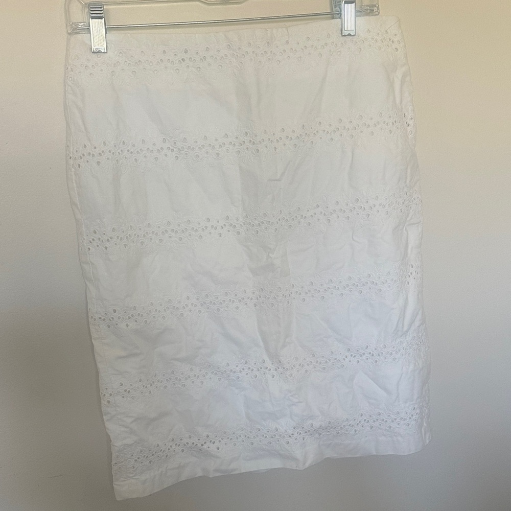 Talbots White Eyelet Pencil Skirt